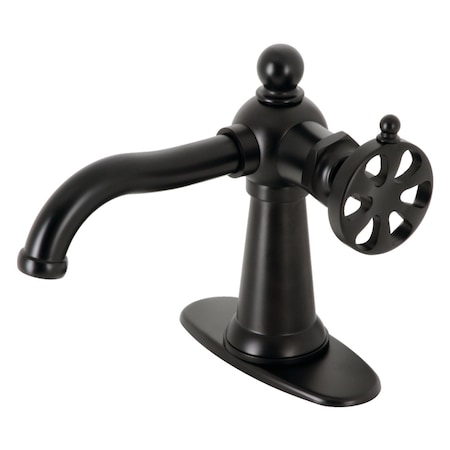 Kingston Brass KSD3540RX Single-Handle Bathroom Faucet with Push Pop-Up, Matte Black KSD3540RX